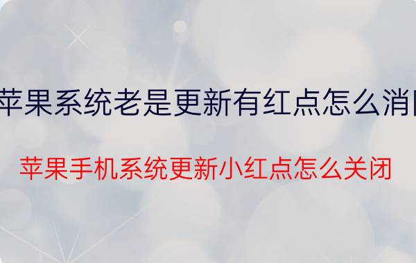 苹果系统老是更新有红点怎么消除 苹果手机系统更新小红点怎么关闭？